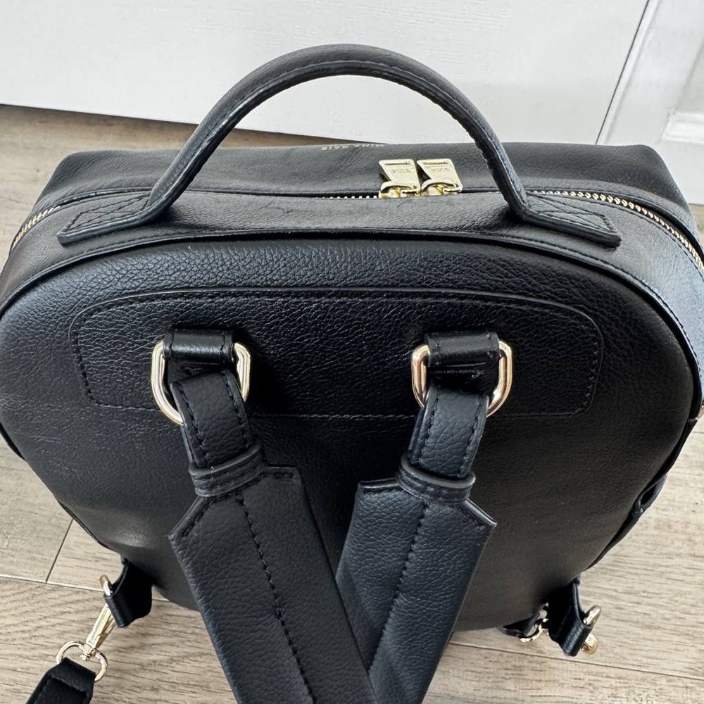 Mina Baie Stevie Mini Leather Black Backpack - all straps + Paisley wide straps - Picture 6 of 12